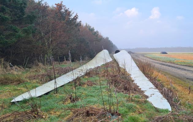 Turbine blades on the ground