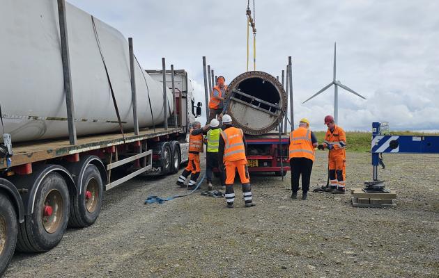 Turbine blades being loaded