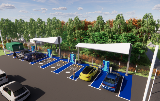 SSE EV Charbing Hub visual with blade derived canopies