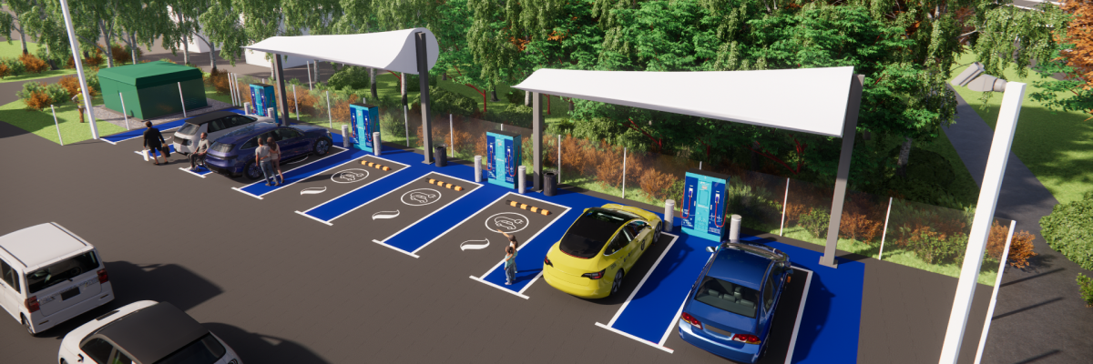SSE EV Charbing Hub visual with blade derived canopies